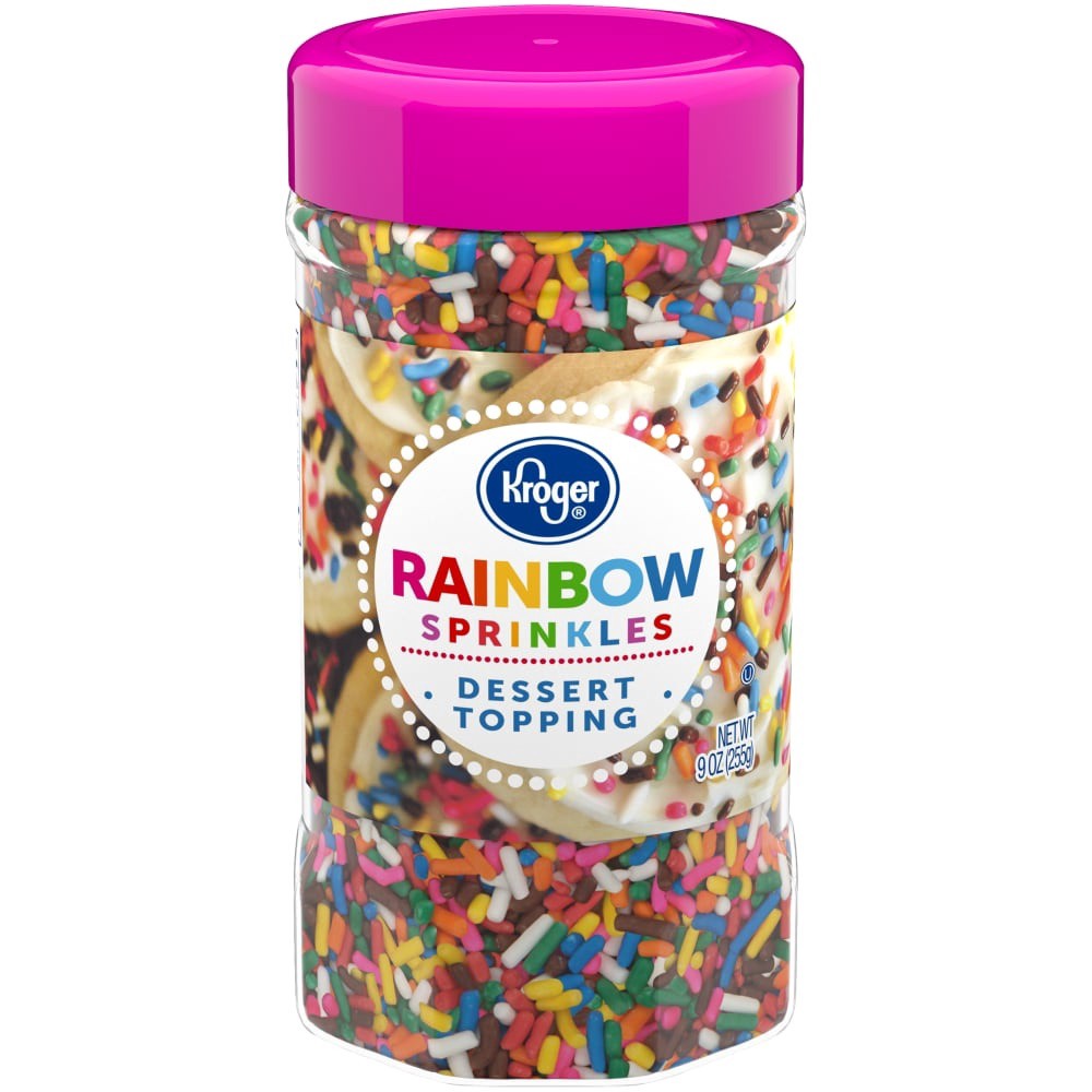 slide 1 of 5, Kroger Rainbow Decor Sprinkles Dessert Toppings, 9 oz