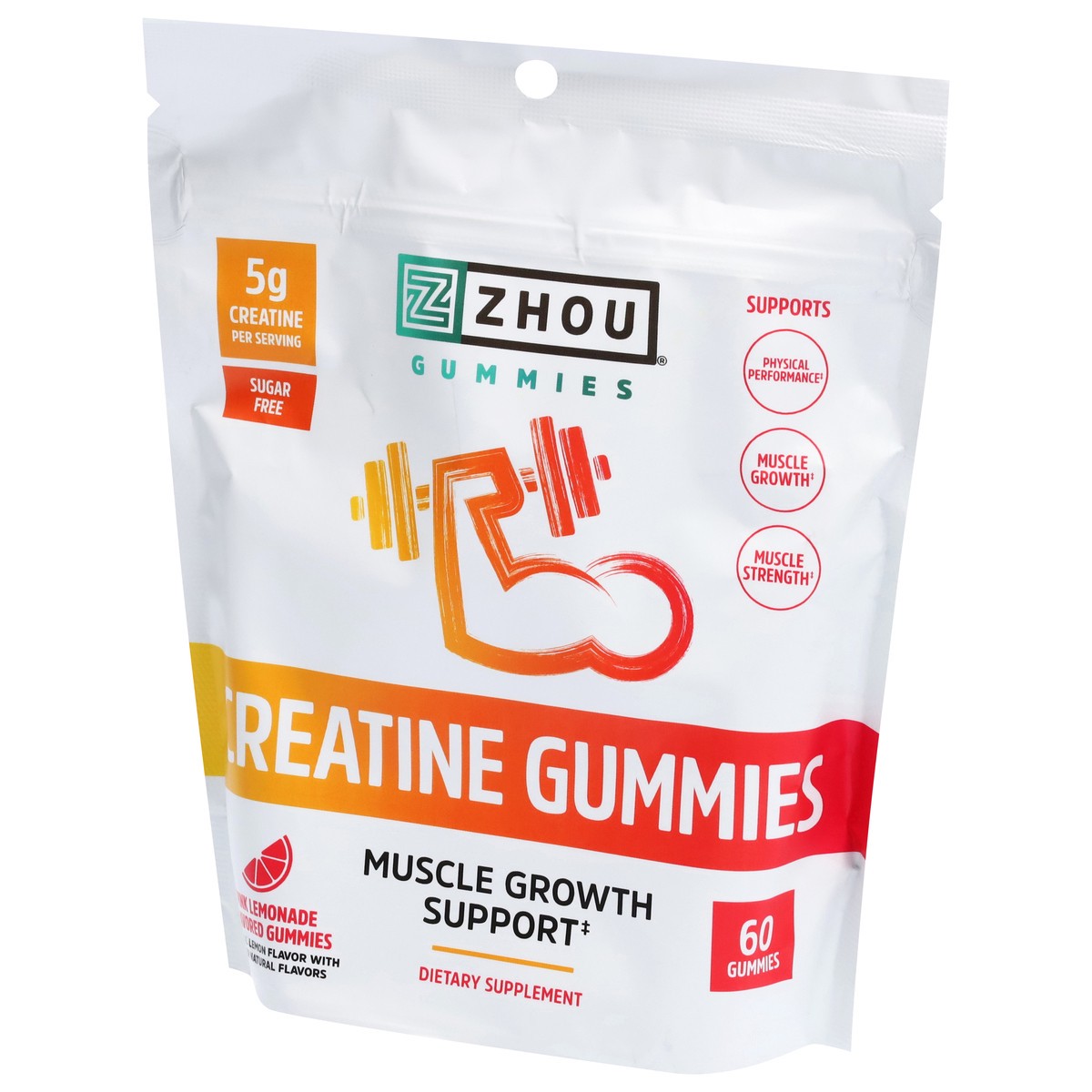 slide 12 of 14, Zhou Muscle Growth Support Pink Lemonade Creatine 60 Gummies, 60 ct