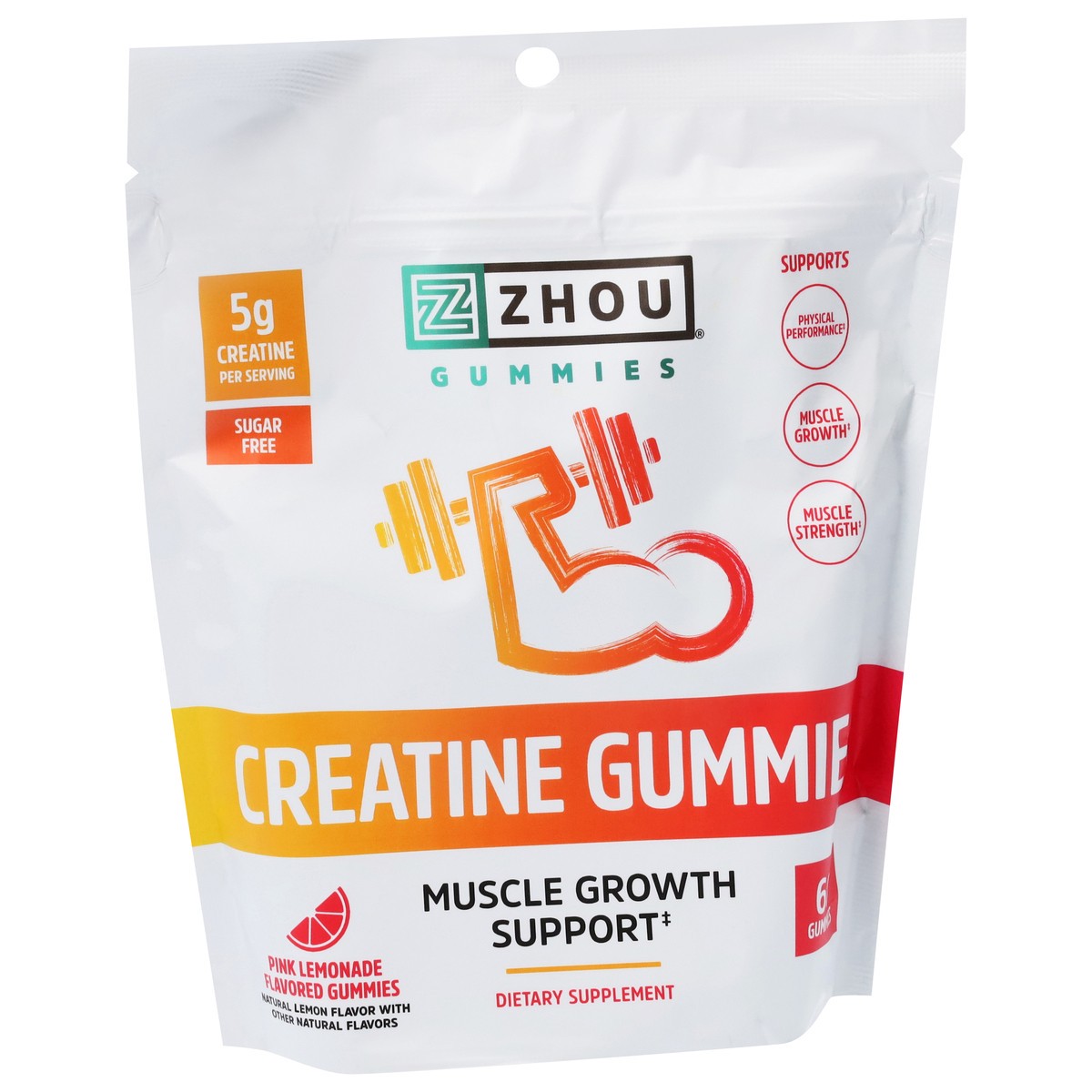 slide 13 of 14, Zhou Muscle Growth Support Pink Lemonade Creatine 60 Gummies, 60 ct