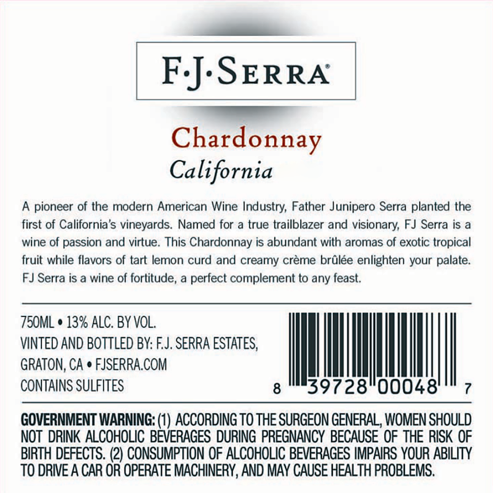 slide 4 of 6, F. J. Serra Chardonnay, 750 ml