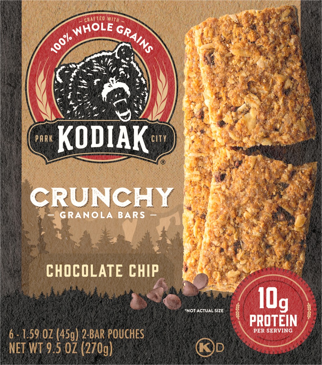 slide 13 of 13, Kodiak Cakes Crunchy Granola Bar, Chocolate Chip, 9.5 oz/6 ct, 6 ct