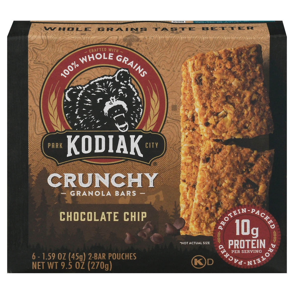 slide 1 of 1, Kodiak Cakes Chocolate Chip Crunchy Granola Bars, 6 ct, 1.59 oz