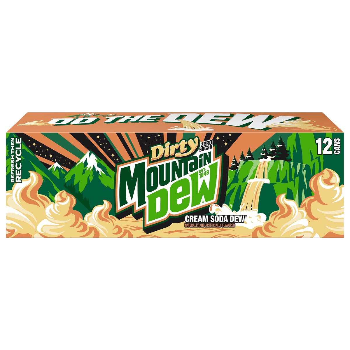 slide 1 of 12, Mountain Dew Zero Sugar Dirty Dew Cream Soda 12 fl oz, 12 ct; 12 fl oz