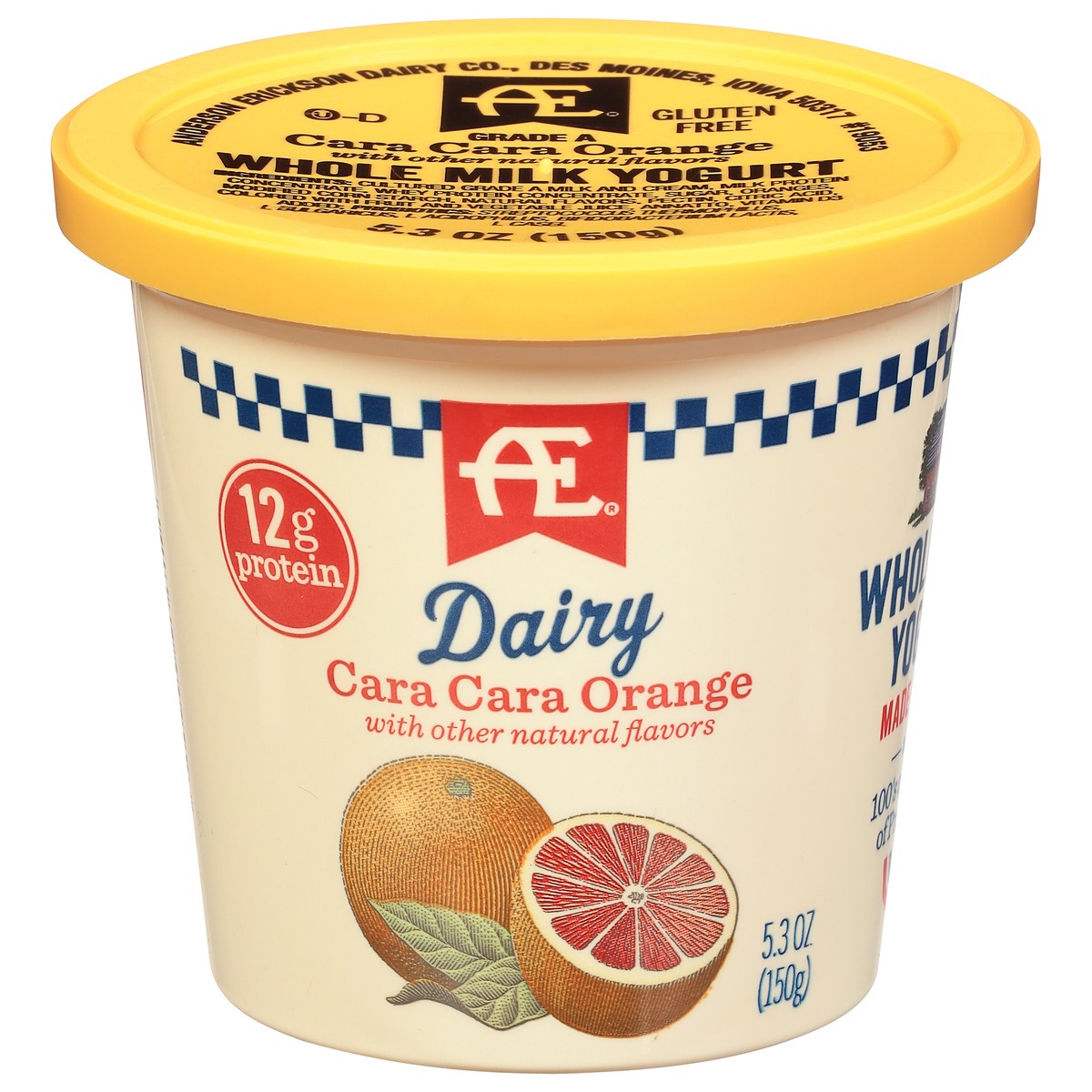 slide 1 of 12, AE Dairy Anderson Erickson Cara Cara Orange Whole Milk Yogurt, 5.3 oz