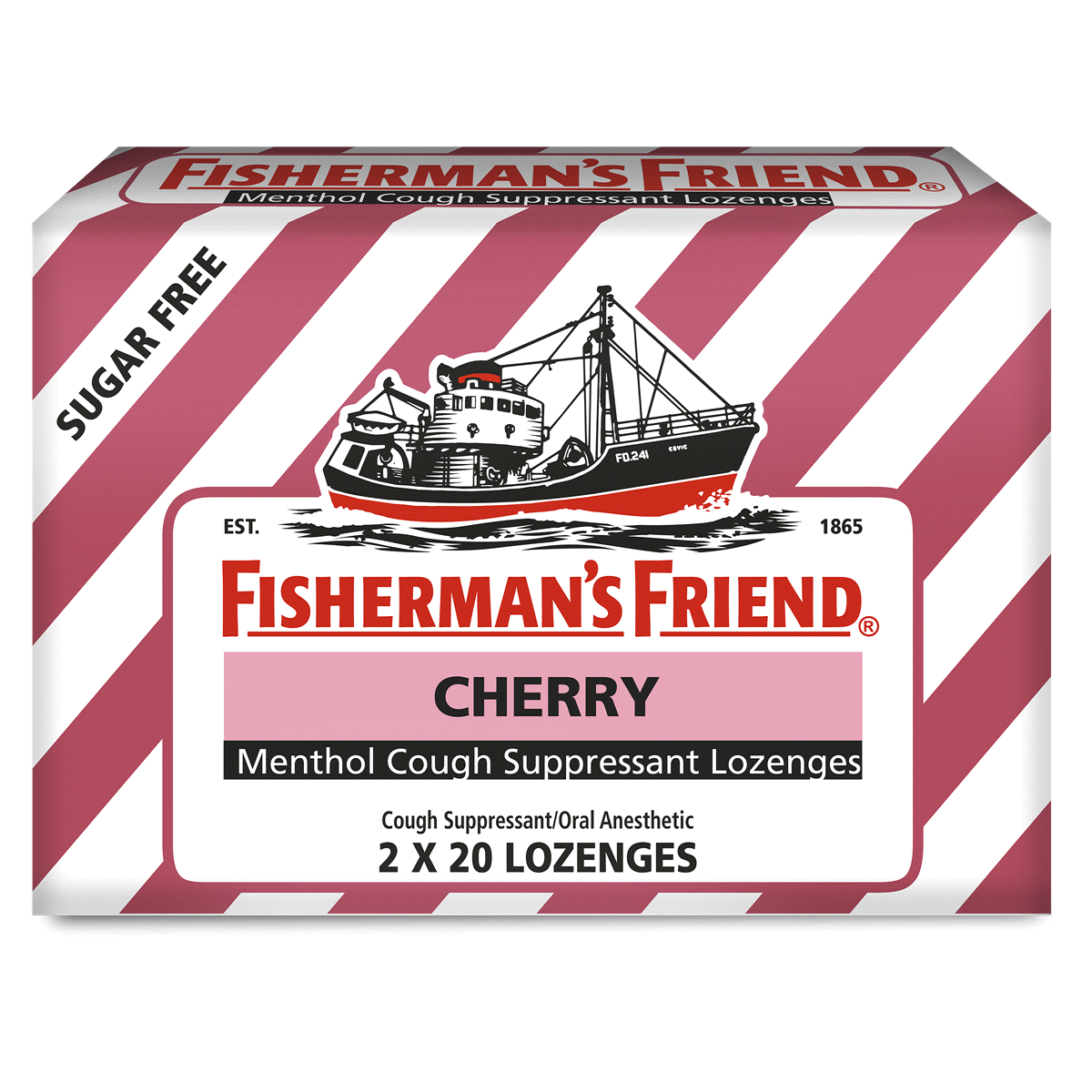 slide 1 of 2, Fisherman's Friend Sugar-Free Cherry Cough Suppressant Lozenges, 40 ct