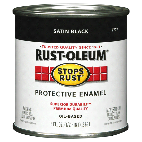 slide 1 of 1, Rust-Oleum Stops Rust Protective Enamel Paint - 7777730, Satin Black, 1/2 pint