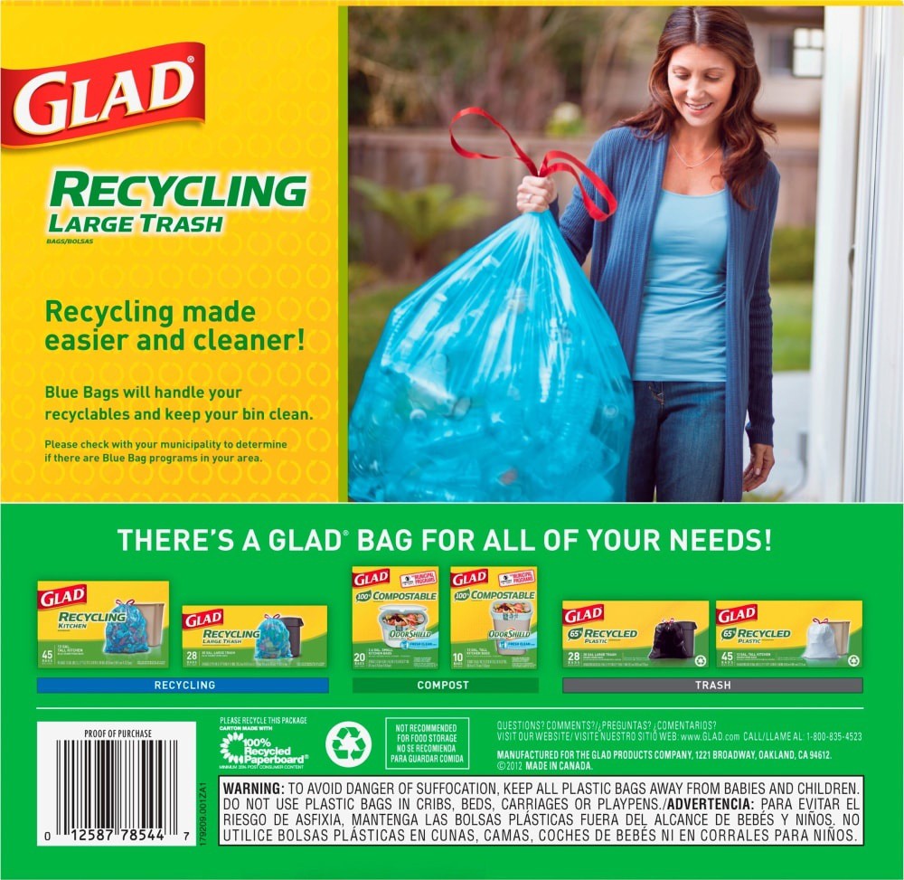 slide 4 of 6, Glad Recycling Large Trash Bags, 28 ct; 30 gal