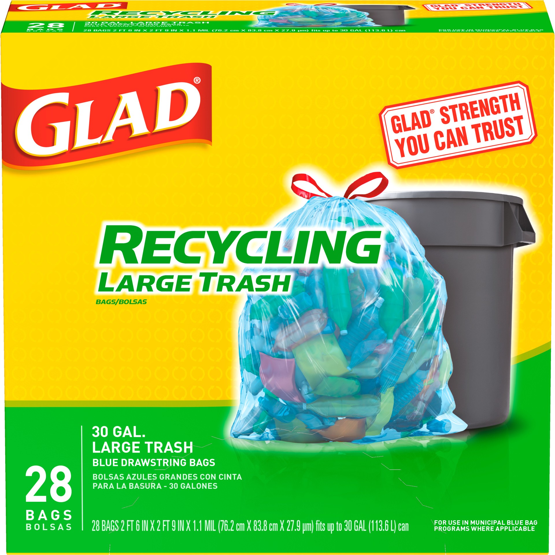 slide 1 of 6, Glad Recycling Large Trash Bags, 28 ct; 30 gal