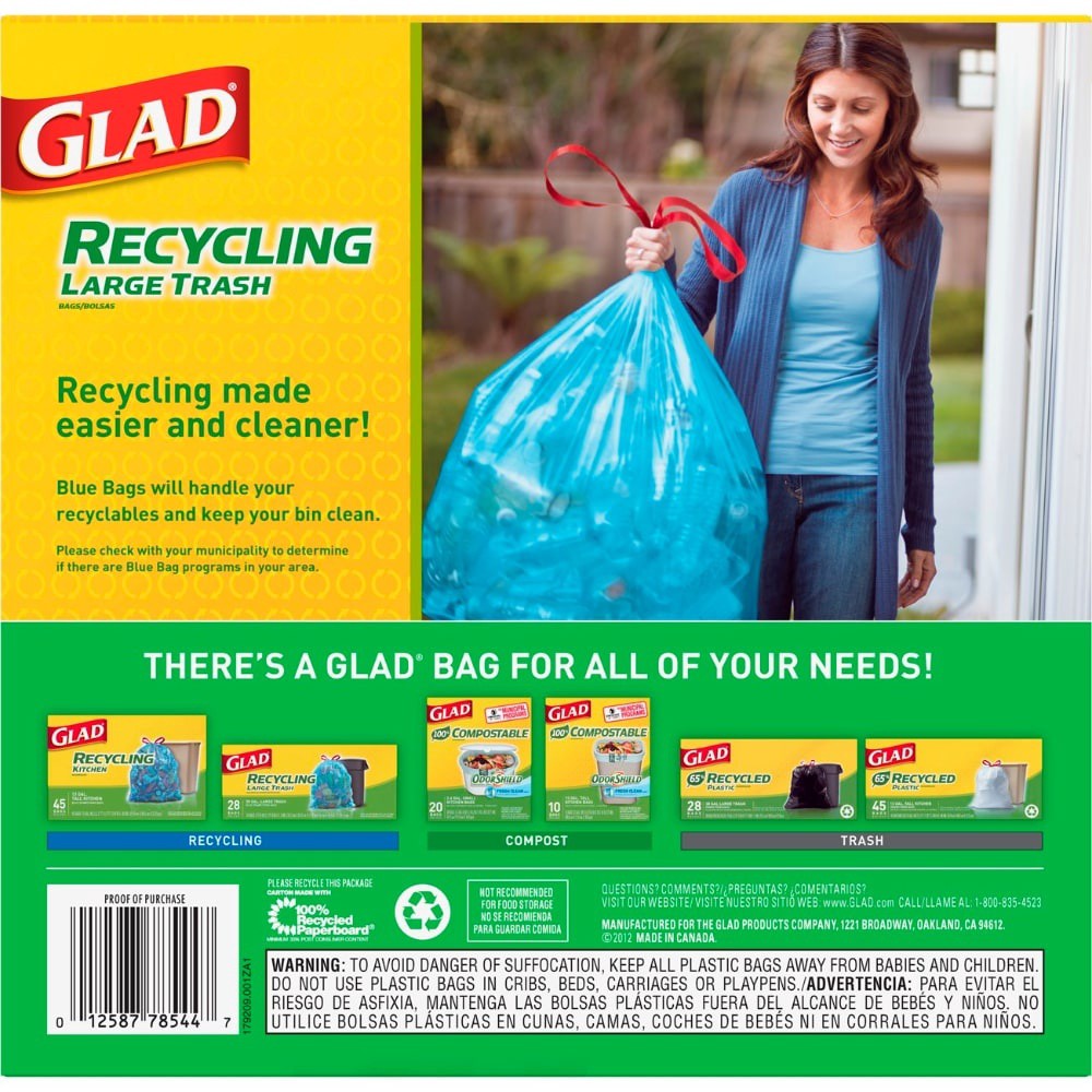 slide 2 of 6, Glad Recycling Large Trash Bags, 28 ct; 30 gal