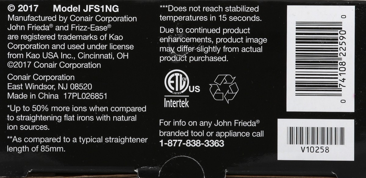 slide 2 of 10, John Frieda Straightener 1 ea, 1 ft