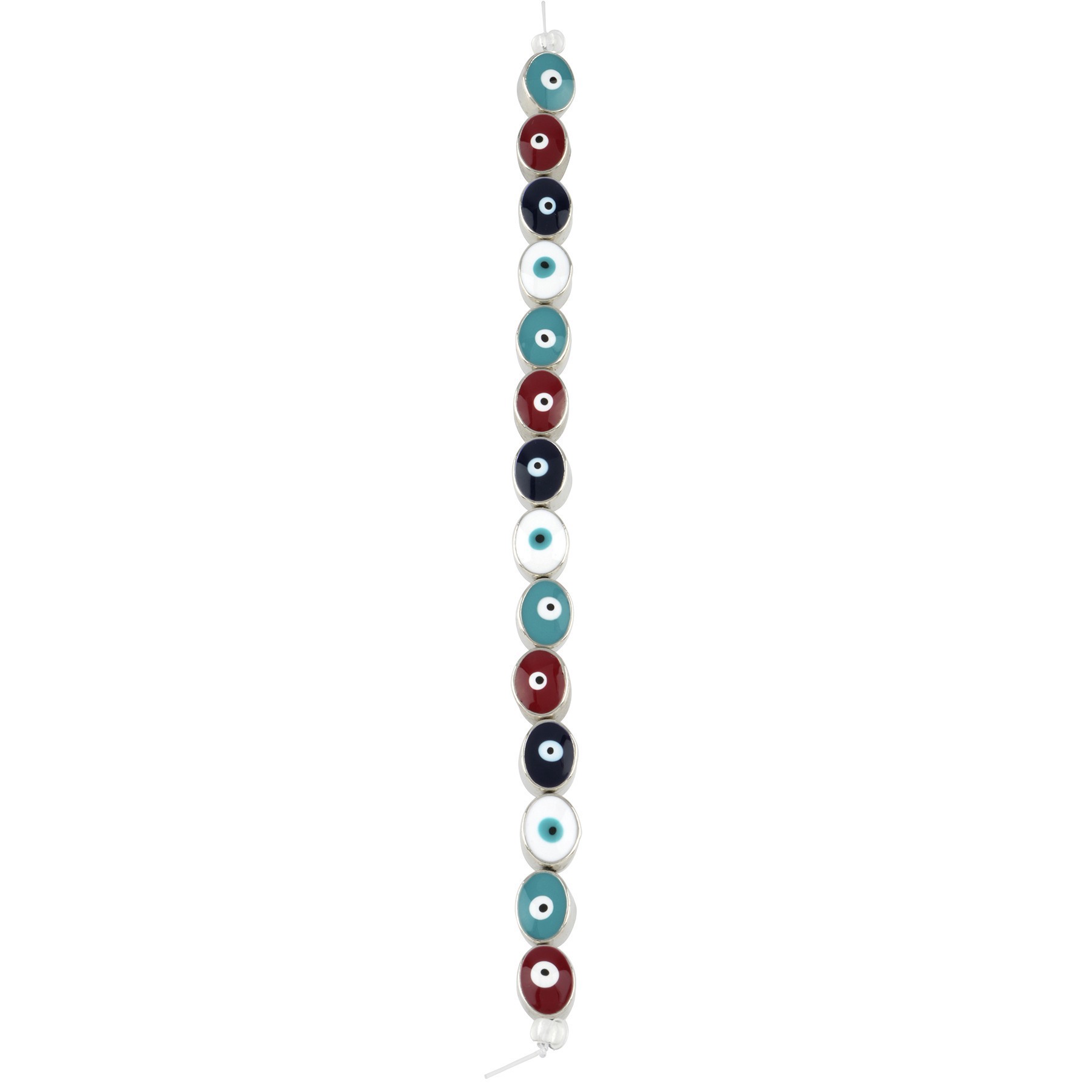 slide 2 of 3, Multicolor & Rhodium Evil Eye Oval Beads, 9mm By Bead Landing, 9 mm