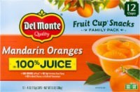 slide 1 of 1, Del Monte Mandarin Oranges Fruit Cup Snacks In 100% Juice 12 Pack, 12 ct; 4 oz