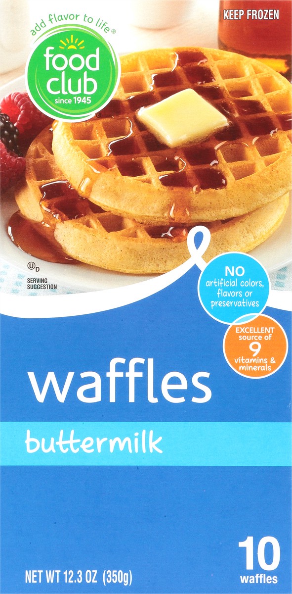 slide 1 of 14, Food Club Buttermilk Waffles, 10 ct; 12.3 oz