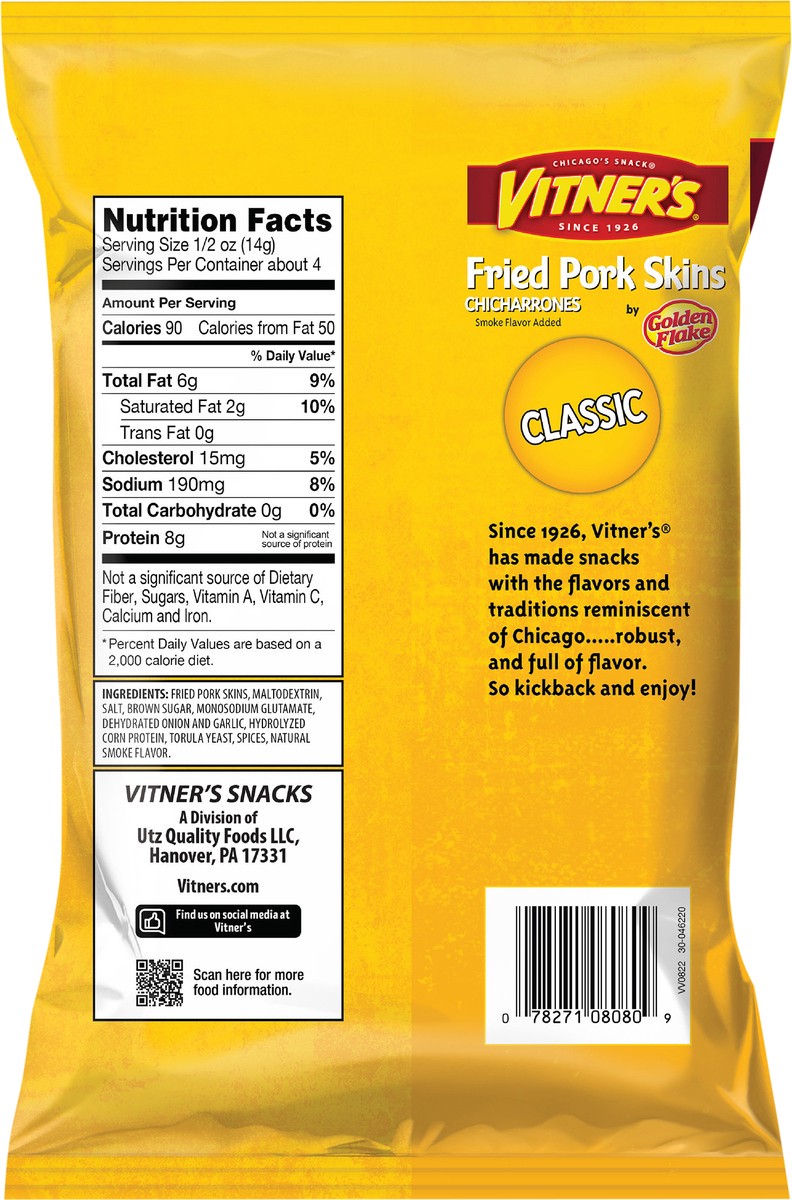slide 3 of 7, VITNERS Plain Pork Rinds, 1 ct
