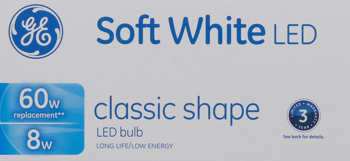 slide 5 of 11, GE 8-Watt Soft White Classic Shape General Purpose LED Light Bulb, 4 ct