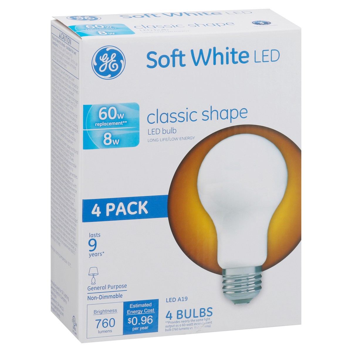 slide 7 of 11, GE 8-Watt Soft White Classic Shape General Purpose LED Light Bulb, 4 ct