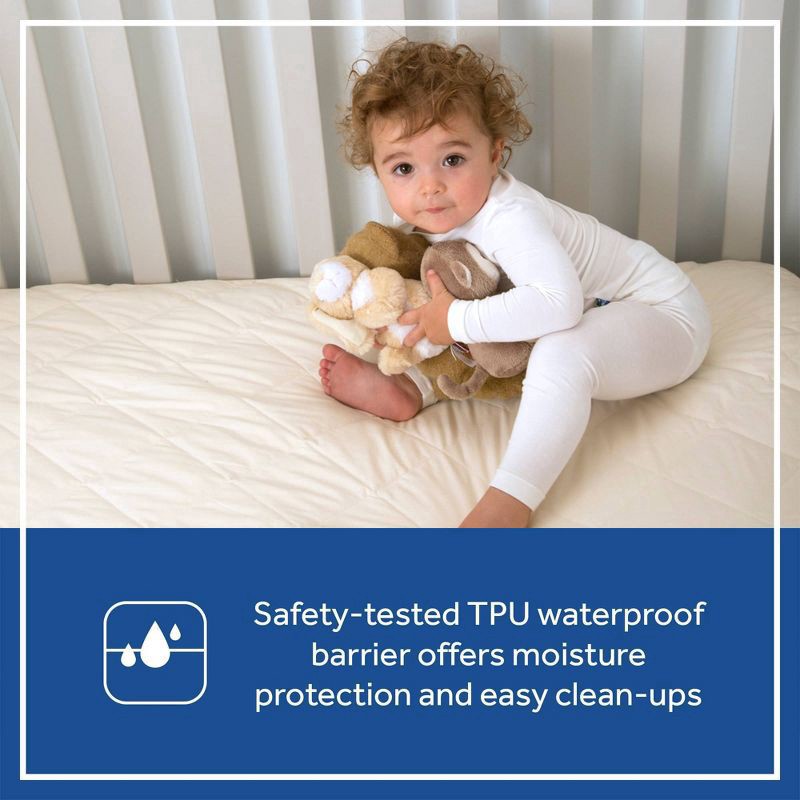 slide 5 of 8, Sealy Quilted Crib Mattress Pad with Allergy Protection Organic Cotton Top, 1 ct