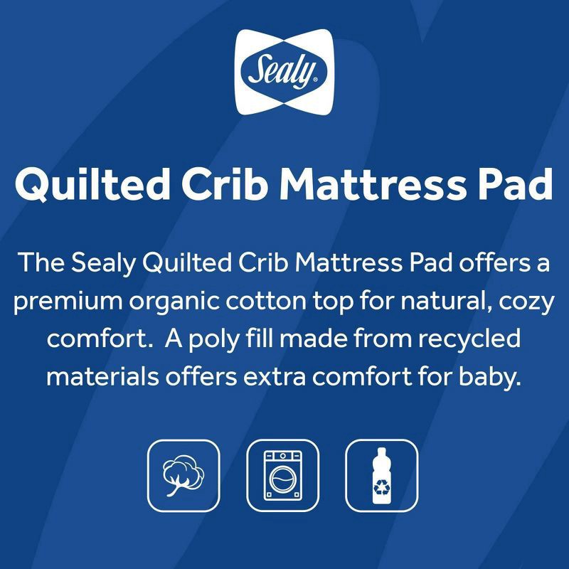 slide 8 of 8, Sealy Quilted Crib Mattress Pad with Allergy Protection Organic Cotton Top, 1 ct