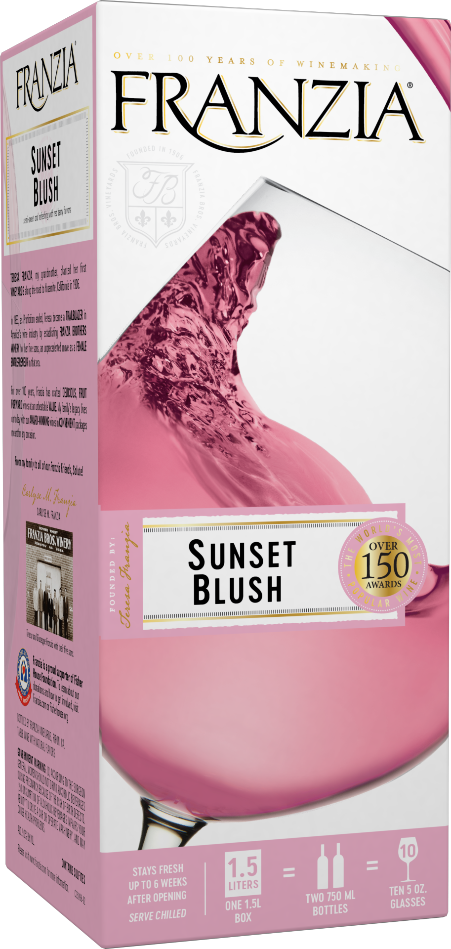 slide 1 of 4, Franzia Sunset Blush Pink Wine, 1.5 liter