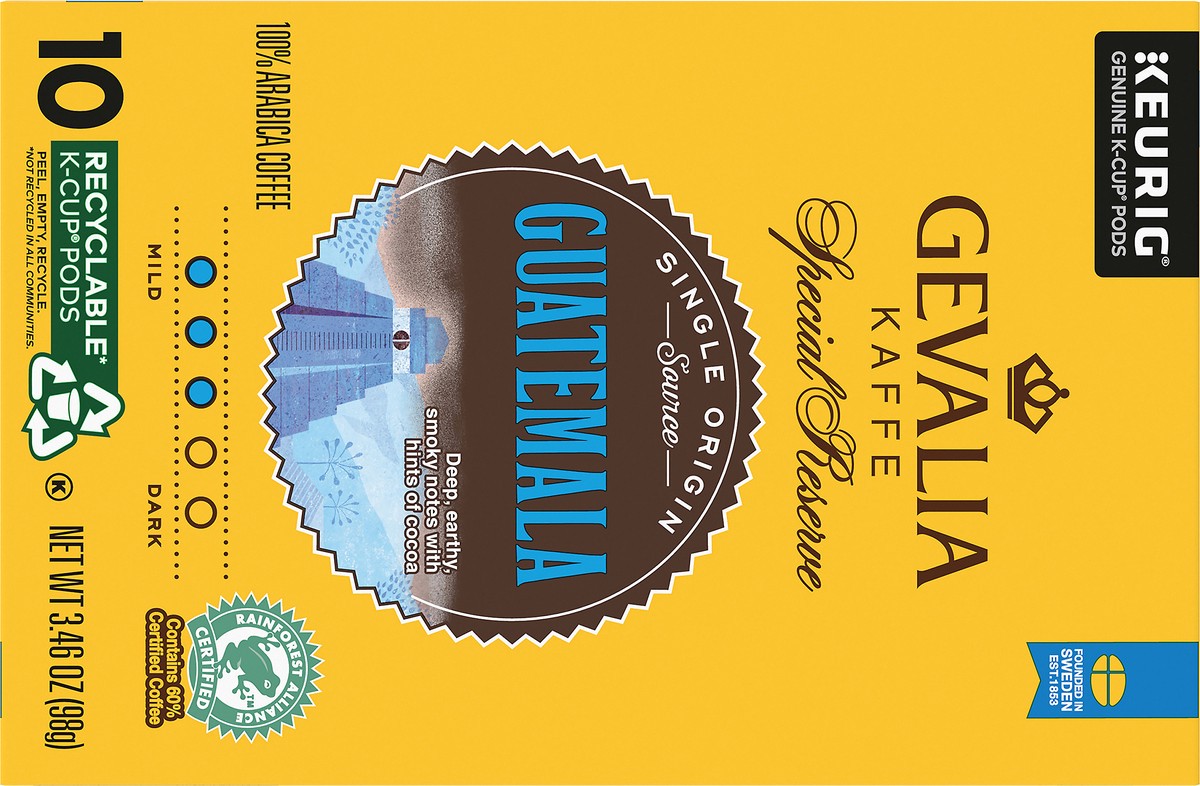 slide 7 of 9, Gevalia Special Reserve Guatemala Single Origin Medium Roast K-Cup Coffee Pods, 10 ct. Box, 10 ct