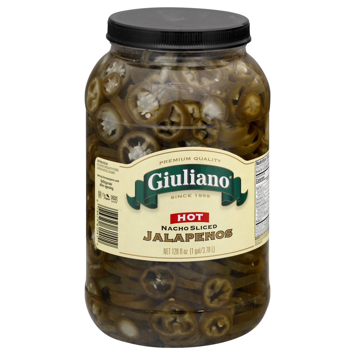 slide 7 of 13, Giuliano Nacho Sliced Hot Jalapenos 128 oz, 128 oz