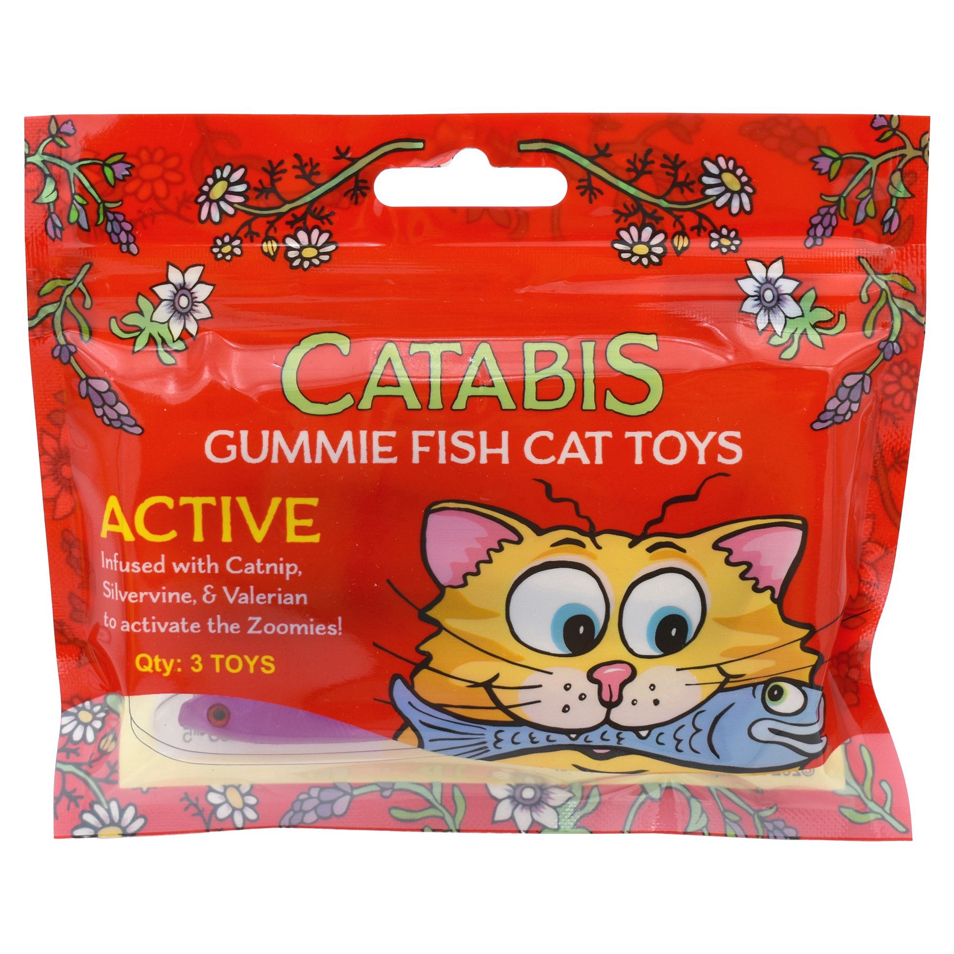 slide 1 of 1, Multipet Catabis Catnip Gummy Fish, 3 Pack, 3 ct