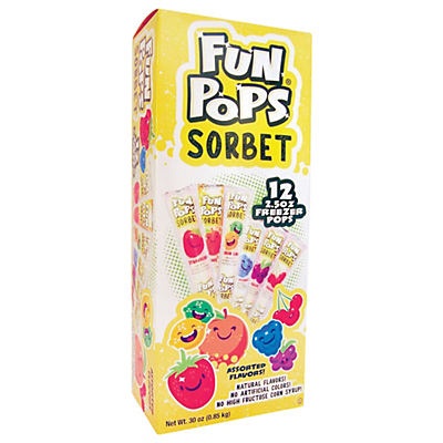 slide 1 of 1, Fun Pops Sorbet Freezer Pops, 12 ct