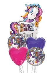 Happy Birthday Unicorn Helium Filled Balloon Bouquet