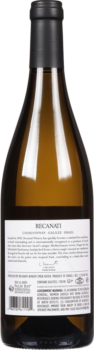 slide 4 of 7, Recanati Winery Chardonnay, 750 ml