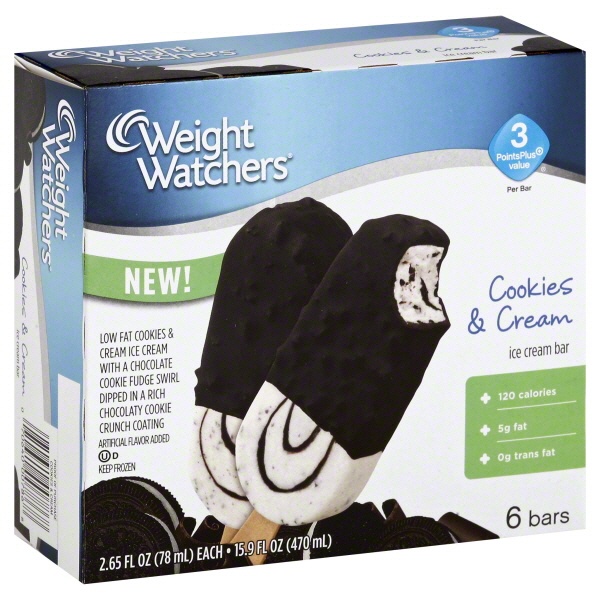 slide 1 of 1, Weight Watchers Cookie and Cream Ice Cream Bars, 6 ct