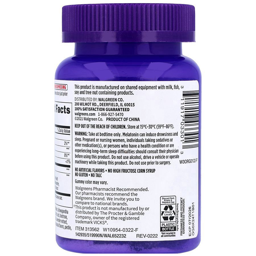 slide 3 of 5, Walgreens Wal-Sleep Z Stress + Melatonin 1 mg Gummies, 42 ct