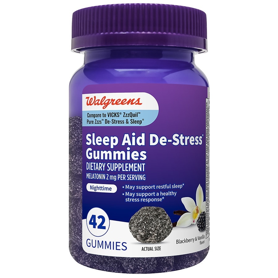 slide 1 of 1, Walgreens Wal-Sleep Z Stress + Melatonin 1 mg Gummies, 42 ct