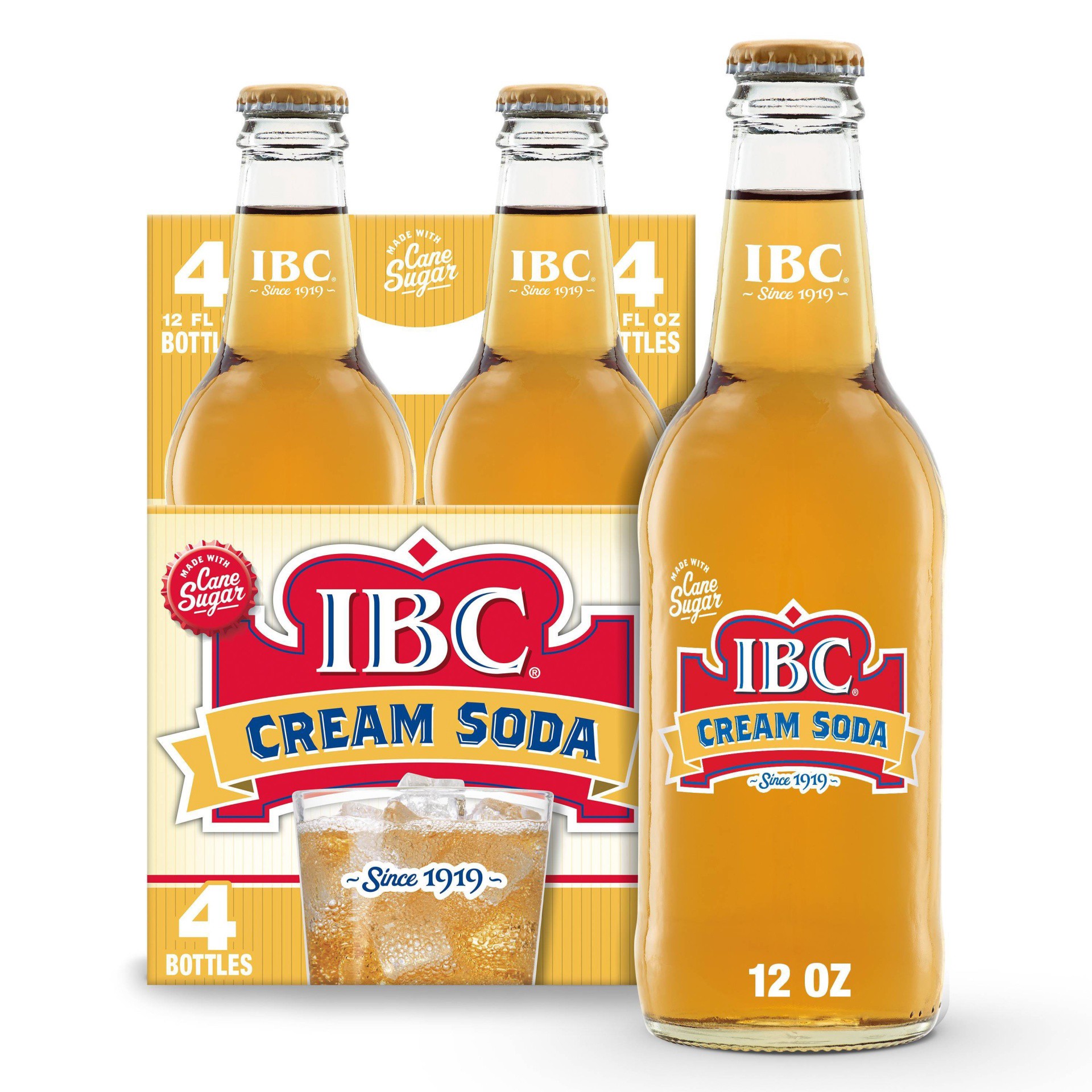 slide 1 of 13, IBC Cream Soda Made With Sugar Glass Bottles - 4 ct; 12 fl oz, 4 ct; 12 fl oz