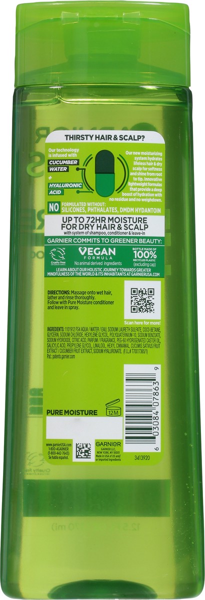 slide 6 of 9, Garnier Pure Moisture Hydrating Hyaluronic Acid + Cucumber Water Shampoo 12.5 fl oz, 12.5 fl oz