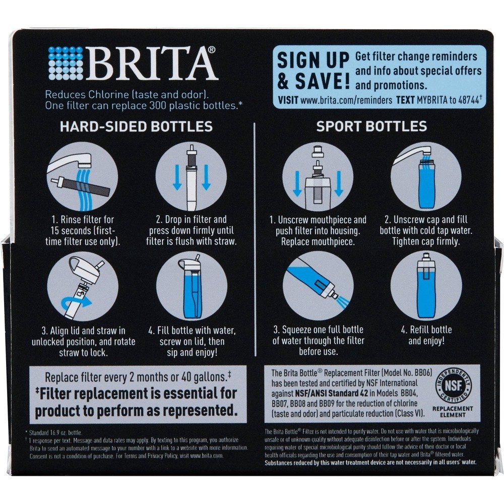 slide 4 of 4, Brita Water Bottle Replacement Filters, 2 ct