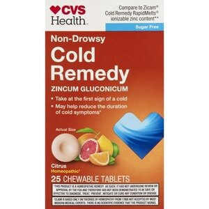 slide 1 of 1, CVS Health Non Drowsy Homeopathic Cold Remedy Chewable Tablets, Citru, 25 Ct, 1 ct