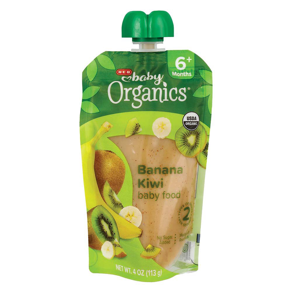 slide 1 of 1, H-E-B Baby Organics Banana Kiwi, 4 oz