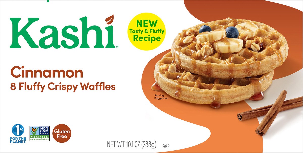 slide 5 of 8, Kashi Frozen Waffles, Cinnamon, 10.1 oz, Frozen, 10.1 oz