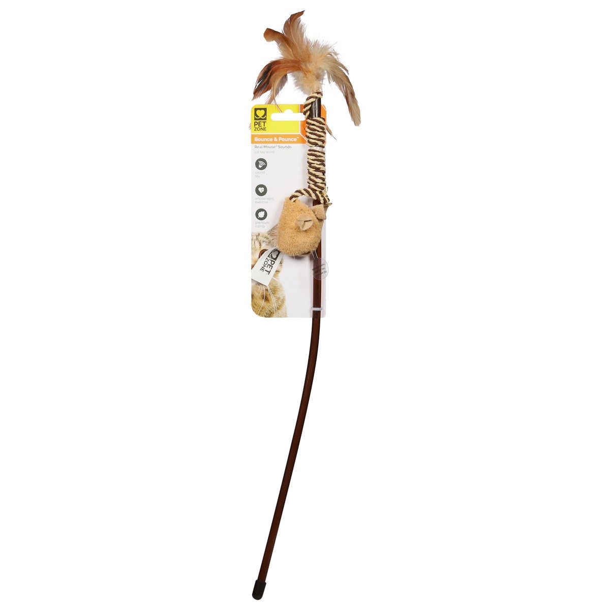 slide 1 of 11, Pet Zone Bounce & Pounce Cat Toy Wand 1 ea, 1 ct