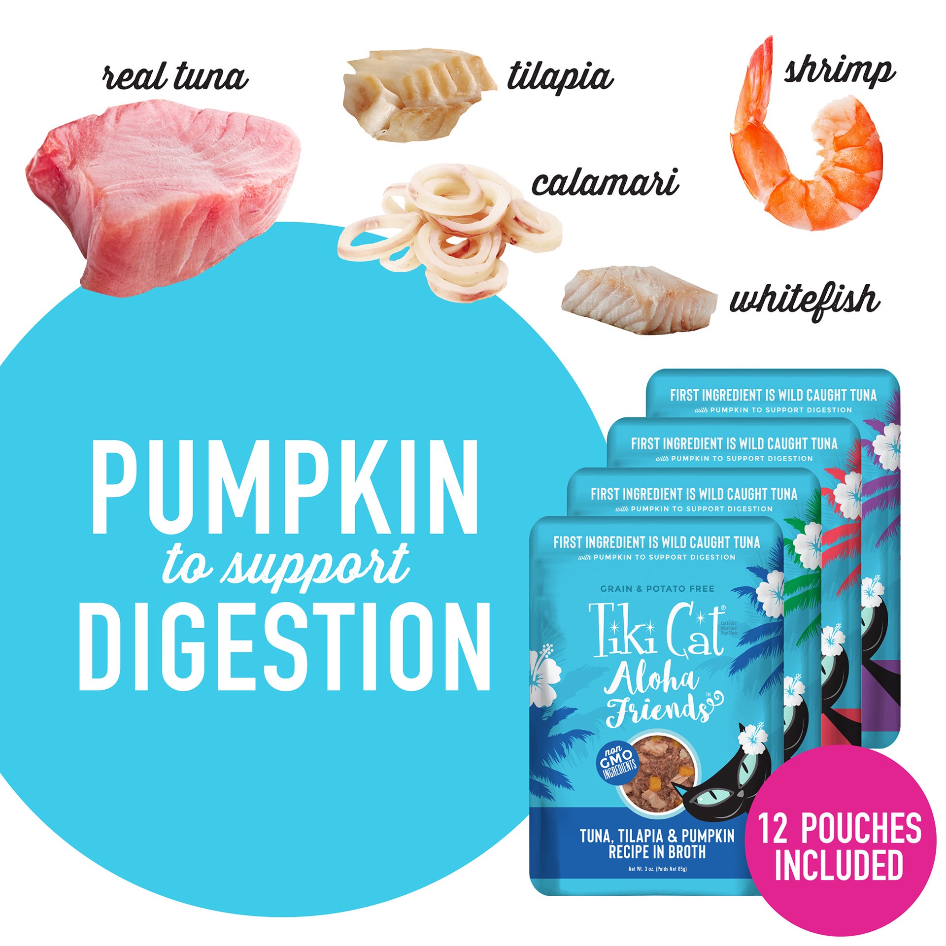 slide 8 of 8, Tiki Cat Aloha Friends Wet Cat Food, Variety Pack, 3 oz. Pouch (12 Count), 36 oz