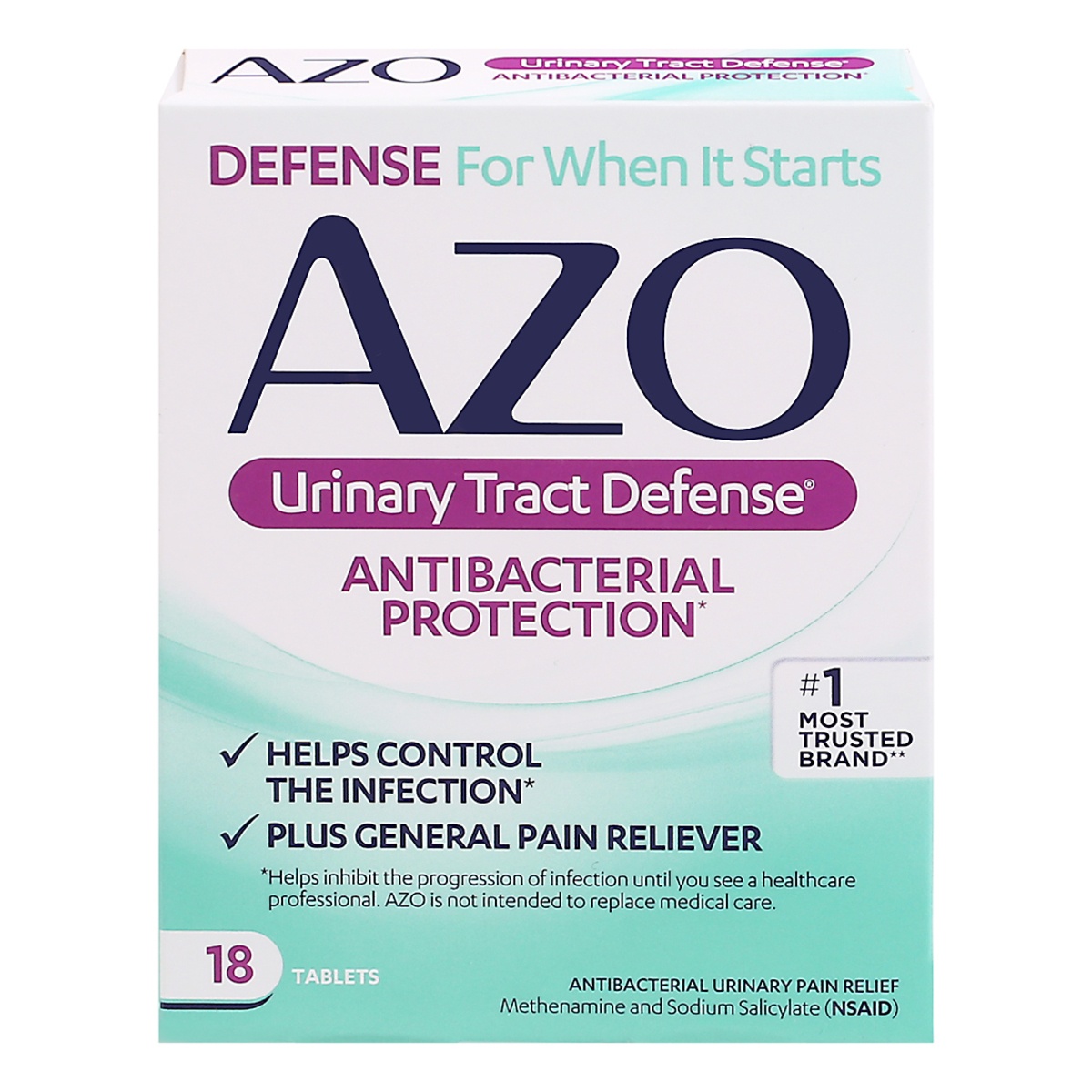 slide 1 of 1, AZO Urinary Tract Defense Antibacterial Protection, 18 ct