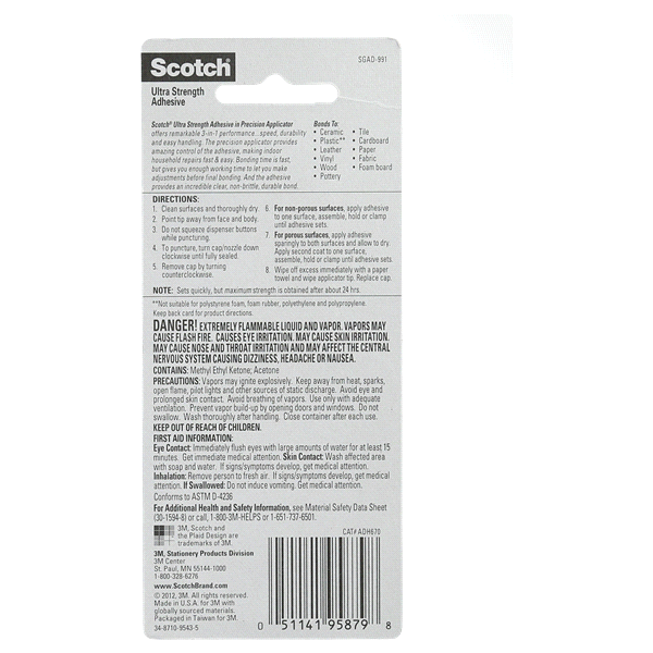 slide 4 of 5, Scotch Ultra Strength Adhesive, 0.14 oz