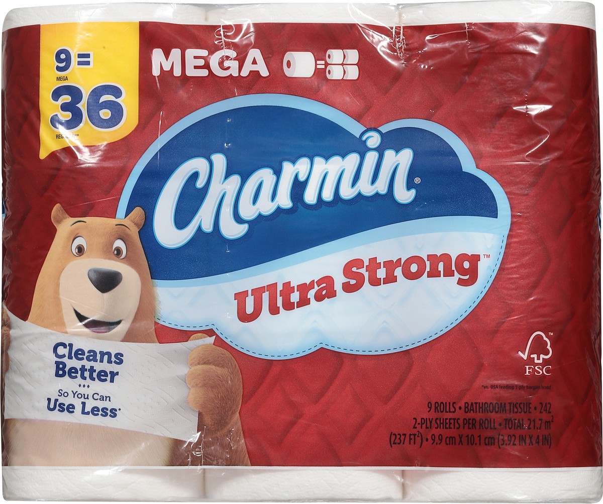 slide 7 of 12, Charmin Ultra Strong Toilet Tissue 9 Mega Count, 9 ct