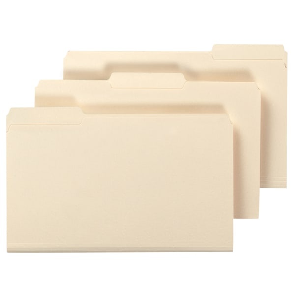 slide 1 of 1, Office Depot Brand File Folders, 1/3 Cut, Legal Size, 30% Recycled, Manila, Pack Of 100, 100 ct