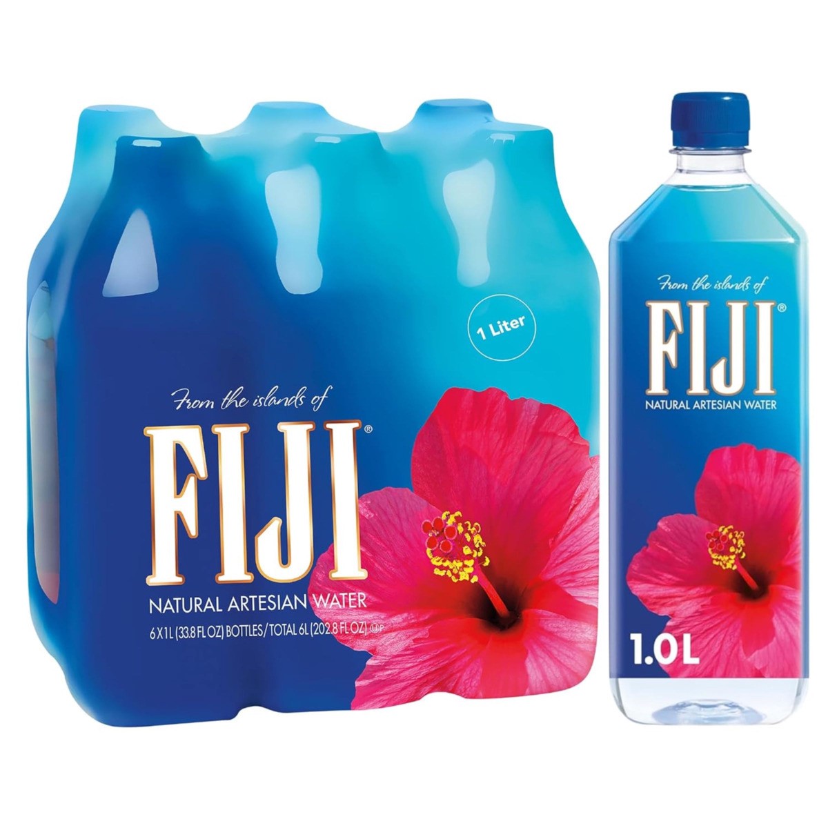 slide 1 of 3, Fiji Natural Artesian Bottled Water, 1 Liter / 33.8 Fl Oz (Pack of 6), 6 ct
