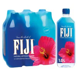 Fiji Natural Artesian Bottled Water, 1 Liter / 33.8 Fl Oz (Pack of 6)