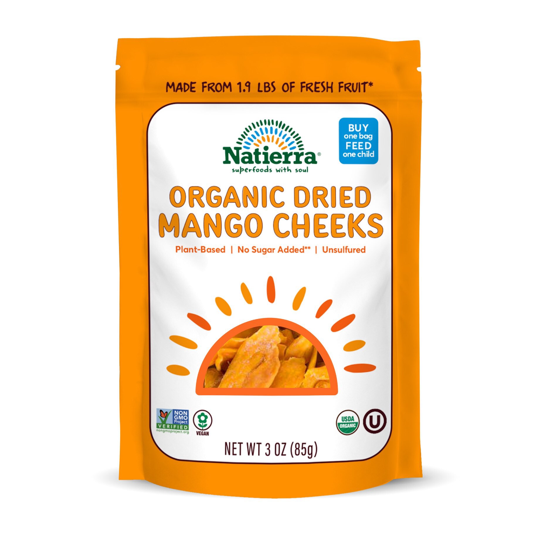 slide 1 of 1, Natierra Organic Dried Mango Cheeks, 3 Oz, 1 ct