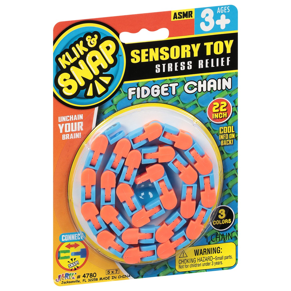 slide 8 of 9, Ja-Ru Klik & Snap Fidget Chain Stress Relief 22 Inches Ages 3+ Sensory Toy 1 ea, 1 ct