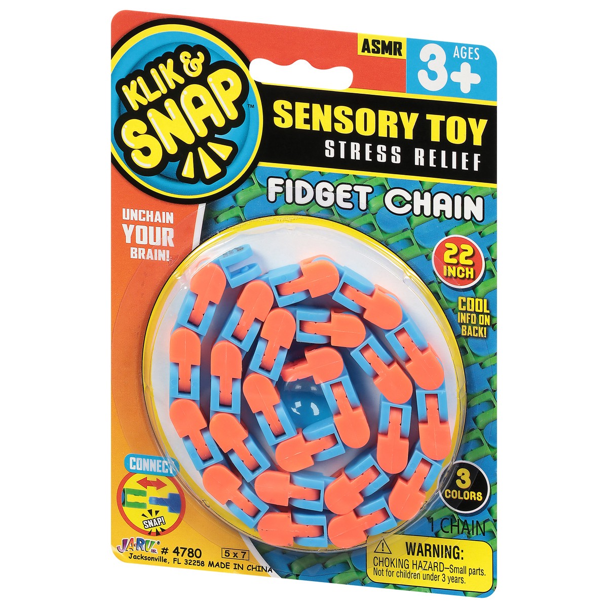 slide 7 of 9, Ja-Ru Klik & Snap Fidget Chain Stress Relief 22 Inches Ages 3+ Sensory Toy 1 ea, 1 ct