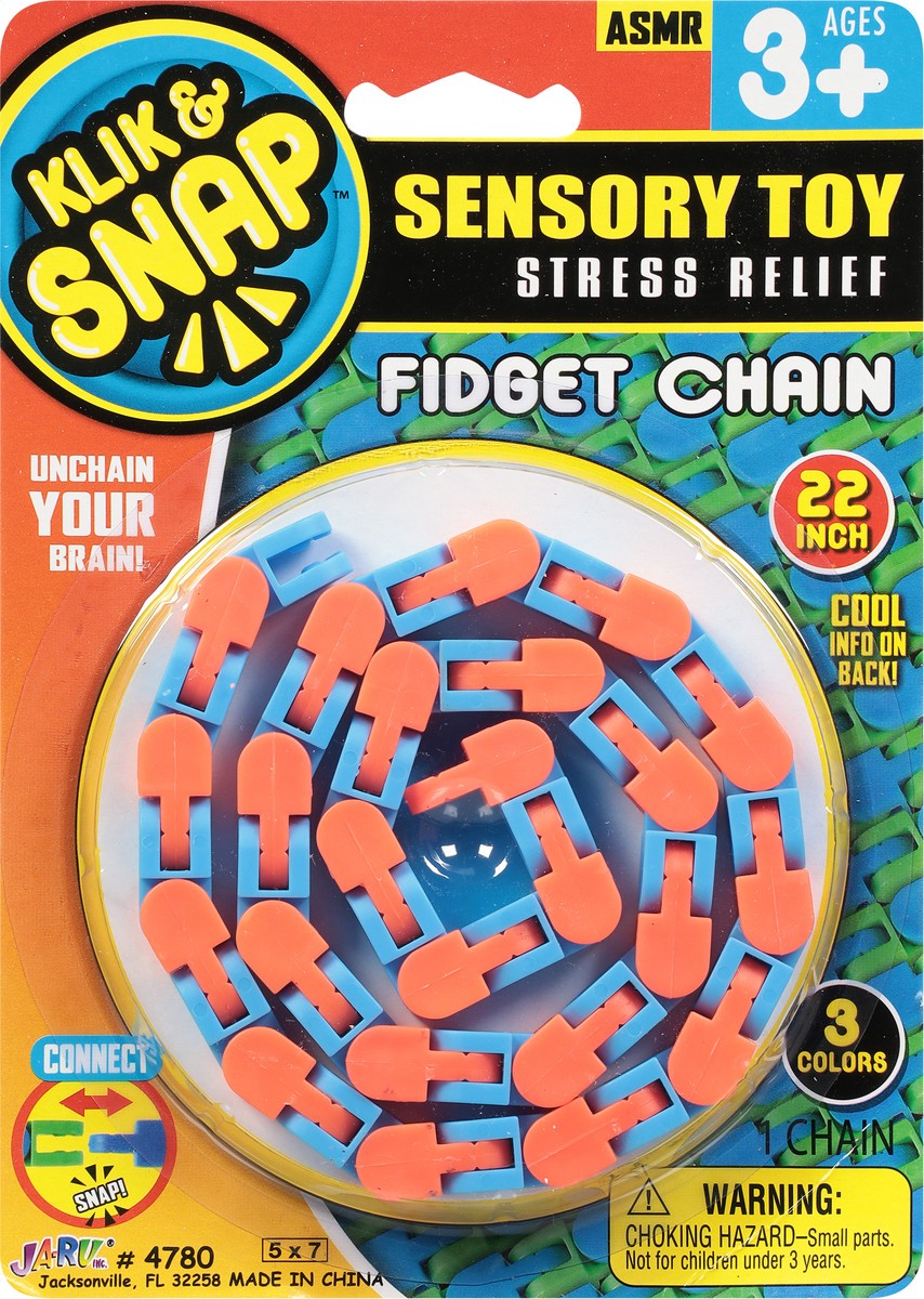 slide 5 of 9, Ja-Ru Klik & Snap Fidget Chain Stress Relief 22 Inches Ages 3+ Sensory Toy 1 ea, 1 ct